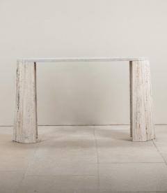 Contemporary Italian Brutalist Style Travertine Console Table - 4331419