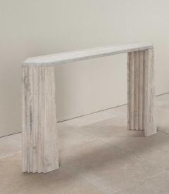 Contemporary Italian Brutalist Style Travertine Console Table - 4331420