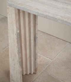Contemporary Italian Brutalist Style Travertine Console Table - 4331422