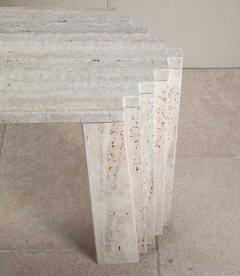 Contemporary Italian Brutalist Style Travertine Console Table - 4331423