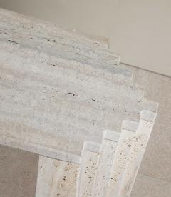 Contemporary Italian Brutalist Style Travertine Console Table - 4331424