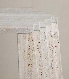 Contemporary Italian Brutalist Style Travertine Console Table - 4331425