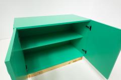 Contemporary Italian Cabinet in Green Lacquered Wood Brass - 2702423