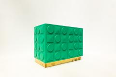 Contemporary Italian Cabinet in Green Lacquered Wood Brass - 2702424
