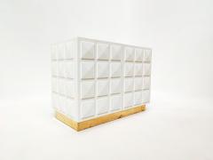 Contemporary Italian Chest in White Lacquered Wood Brass - 2702320