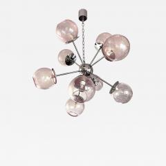 Contemporary Italian Chromed Sputnik Chandelier in Pink Pulegoso Murano Glass - 4306061