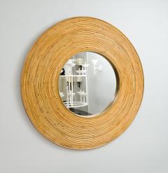 Contemporary Italian Circular Rattan Mirror - 2952842
