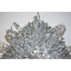 Contemporary Italian Crystal Clear Glass Oval Silver Flush Mount Sconce - 978159