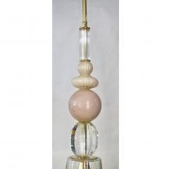 Contemporary Italian Crystal Pink Gold Cream White Murano Glass Pendant Light - 1455841