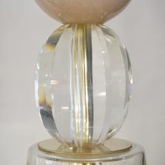Contemporary Italian Crystal Pink Gold Cream White Murano Glass Pendant Light - 1455842