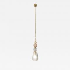 Contemporary Italian Crystal Pink Gold Cream White Murano Glass Pendant Light - 1456532