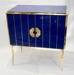 Contemporary Italian Custom Art Deco Style Royal Blue Glass Modern Cabinet Bar - 1687894