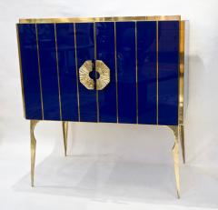 Contemporary Italian Custom Art Deco Style Royal Blue Glass Modern Cabinet Bar - 1687895