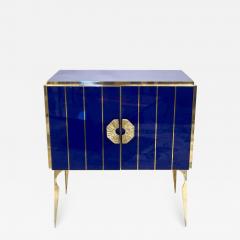 Contemporary Italian Custom Art Deco Style Royal Blue Glass Modern Cabinet Bar - 1688838