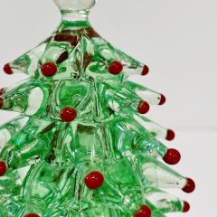 Contemporary Italian Emerald Green Red Murano Glass Christmas Tree Sculpture - 2837374