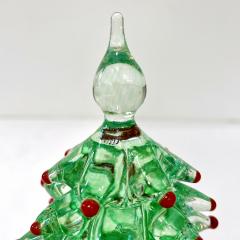 Contemporary Italian Emerald Green Red Murano Glass Christmas Tree Sculpture - 2837378