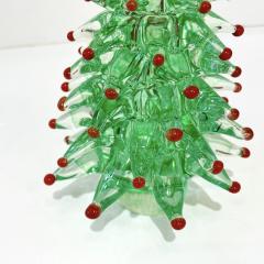 Contemporary Italian Emerald Green Red Murano Glass Christmas Tree Sculpture - 2837381