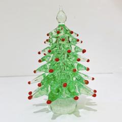 Contemporary Italian Emerald Green Red Murano Glass Christmas Tree Sculpture - 2837382