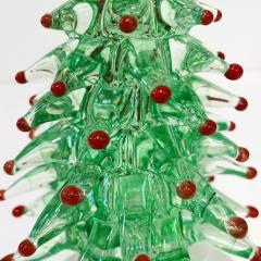 Contemporary Italian Emerald Green Red Murano Glass Christmas Tree Sculpture - 2837383