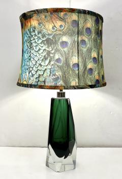 Contemporary Italian Forest Green Diamond Cut Crystal Murano Glass Table Lamps - 3225825