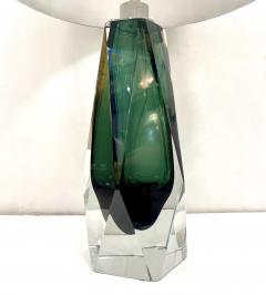Contemporary Italian Forest Green Diamond Cut Crystal Murano Glass Table Lamps - 3225826