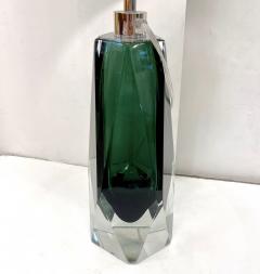 Contemporary Italian Forest Green Diamond Cut Crystal Murano Glass Table Lamps - 3225827