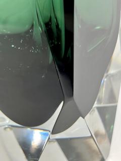 Contemporary Italian Forest Green Diamond Cut Crystal Murano Glass Table Lamps - 3225828