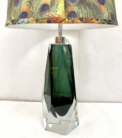 Contemporary Italian Forest Green Diamond Cut Crystal Murano Glass Table Lamps - 3225831