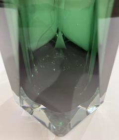 Contemporary Italian Forest Green Diamond Cut Crystal Murano Glass Table Lamps - 3225832