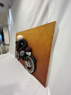 Contemporary Italian Found Objects Recycled Art Sculpture of a Biker Signed Bafo - 2695883