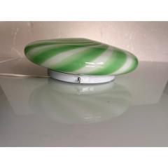 Contemporary Italian Milky White Clear Green Swirls Murano Glass Flush Mount - 4302887