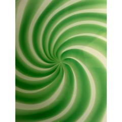 Contemporary Italian Milky White Clear Green Swirls Murano Glass Flush Mount - 4302888
