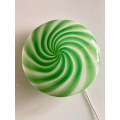 Contemporary Italian Milky White Clear Green Swirls Murano Glass Flush Mount - 4302890