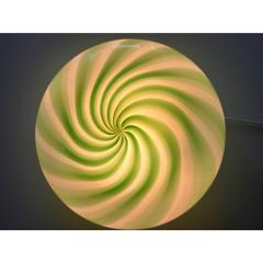 Contemporary Italian Milky White Clear Green Swirls Murano Glass Flush Mount - 4302900