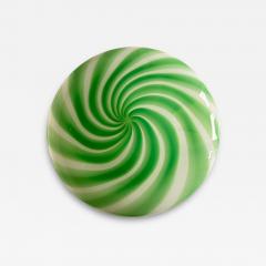 Contemporary Italian Milky White Clear Green Swirls Murano Glass Flush Mount - 4306083