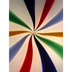 Contemporary Italian Milky White Multicolored Swirls Murano Glass Flush Mount - 4302918