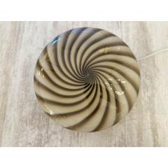 Contemporary Italian Milky White and Brown Swirls Murano Glass Flush Mount - 4303255