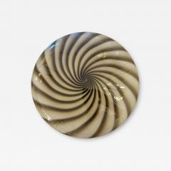 Contemporary Italian Milky White and Brown Swirls Murano Glass Flush Mount - 4306127