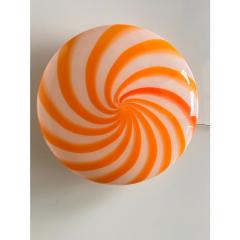 Contemporary Italian Milky White and Clear Amber Swirls Murano Glass Flush Mount - 4302898