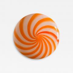 Contemporary Italian Milky White and Clear Amber Swirls Murano Glass Flush Mount - 4306084