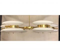 Contemporary Italian Minimalist Brass and White Murano Glass Globe Chandelier - 633950