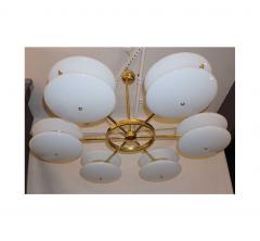 Contemporary Italian Minimalist Brass and White Murano Glass Globe Chandelier - 633951