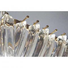 Contemporary Italian Minimalist Curved Crystal Murano Glass Brass Chandelier - 1189209