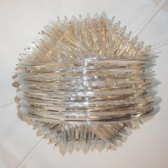 Contemporary Italian Minimalist Curved Crystal Murano Glass Brass Chandelier - 1189210