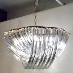 Contemporary Italian Minimalist Curved Crystal Murano Glass Brass Chandelier - 1189213