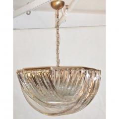Contemporary Italian Minimalist Curved Crystal Murano Glass Brass Chandelier - 1189214
