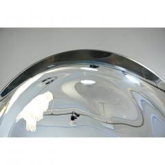 Contemporary Italian Minimalist Curved Silver Glass Round Mirror - 1140813