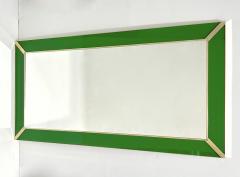 Contemporary Italian Minimalist Design Green Glass Mirror with Brass Accents - 3253455