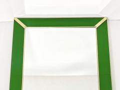 Contemporary Italian Minimalist Design Green Glass Mirror with Brass Accents - 3253457