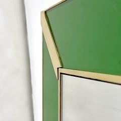 Contemporary Italian Minimalist Design Green Glass Mirror with Brass Accents - 3253458